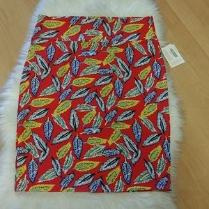LulaRoe Red Leaf Print Sexy Cassie Pencil Skirt